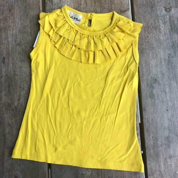 Owl's & Bat's Girls Tank Top Size 4 Yellow Ruffle Neck NEW READ DESCRIPTION - Picture 7 of 7
